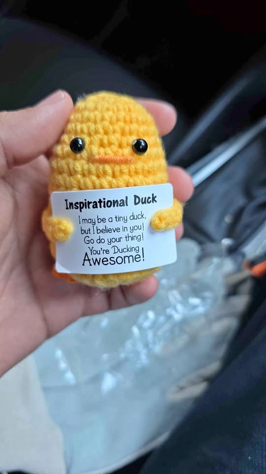 Positive Crochet Duck Emotional Support Doll