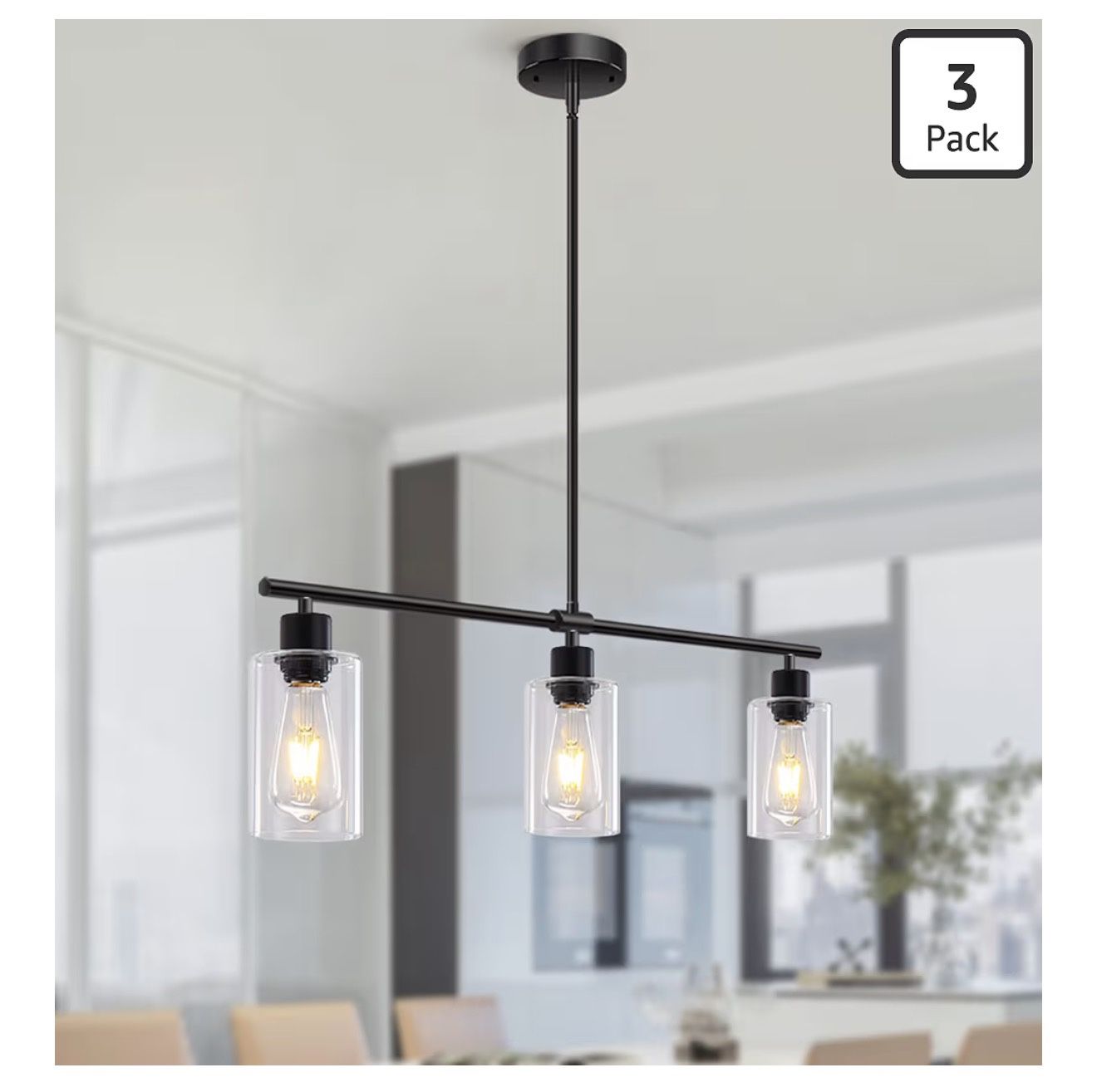 Used - Kitchen Island Lighting, 3 Lights Linear Chandelier