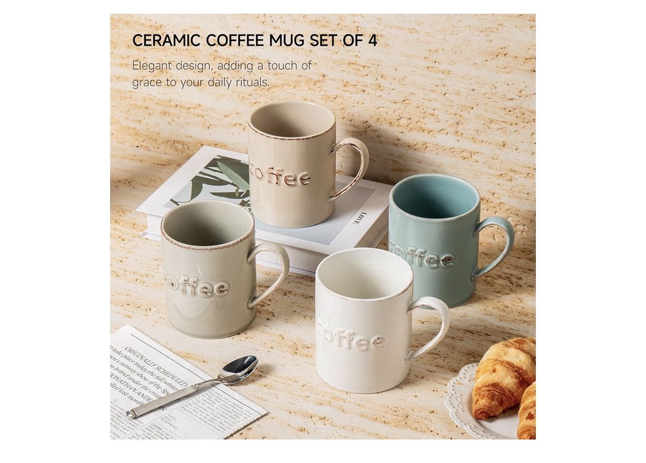 New Large Coffee Mugs Set of 4