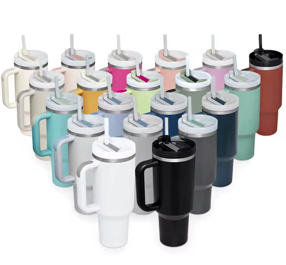 Stanley Tumbler with Handle and Straw Multiple Colors