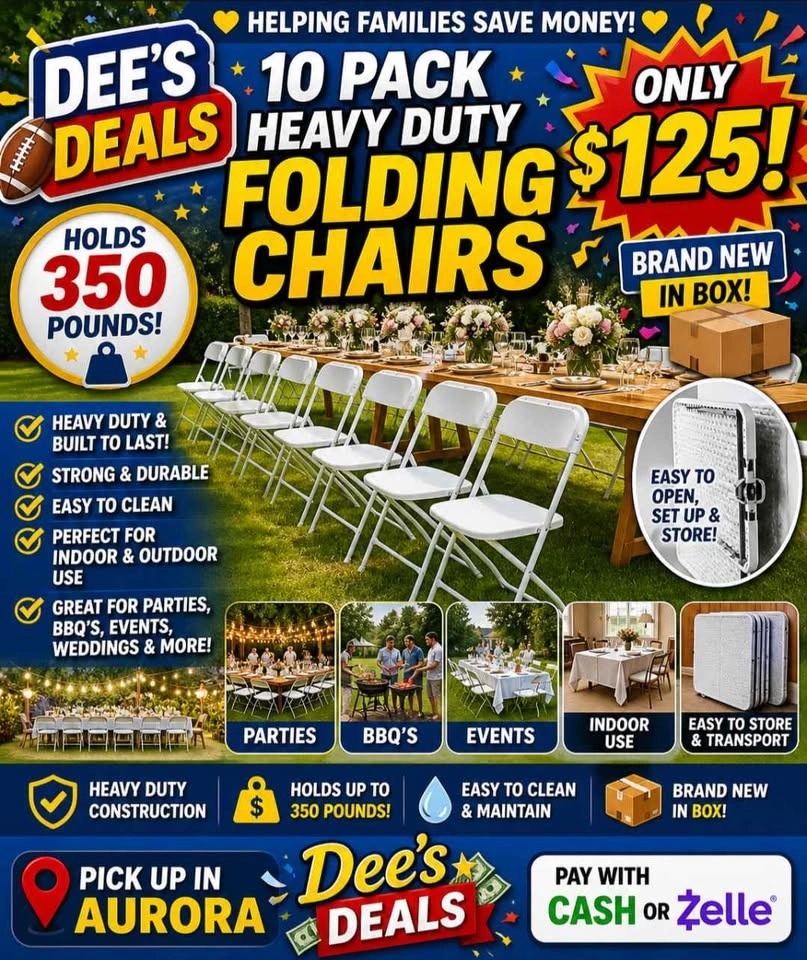 10 PACK HEAVY DUTY FOLDING CHAIRS BRAND NEW IN BOX ONLY $125 - photo 3