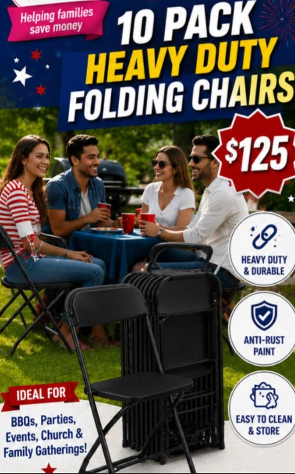 10 PACK HEAVY DUTY FOLDING CHAIRS BRAND NEW IN BOX ONLY $125 - photo 4