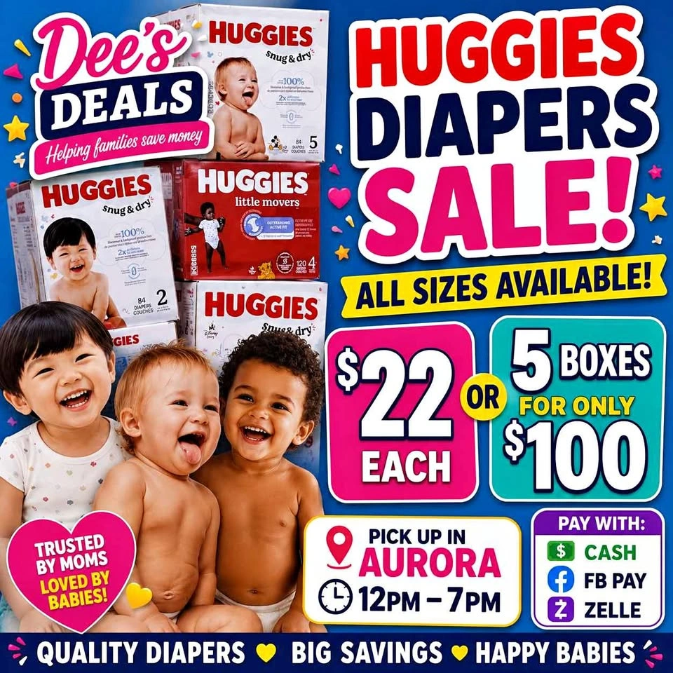 Huggies Diapers Sale $22 a box or 5 boxes for $100