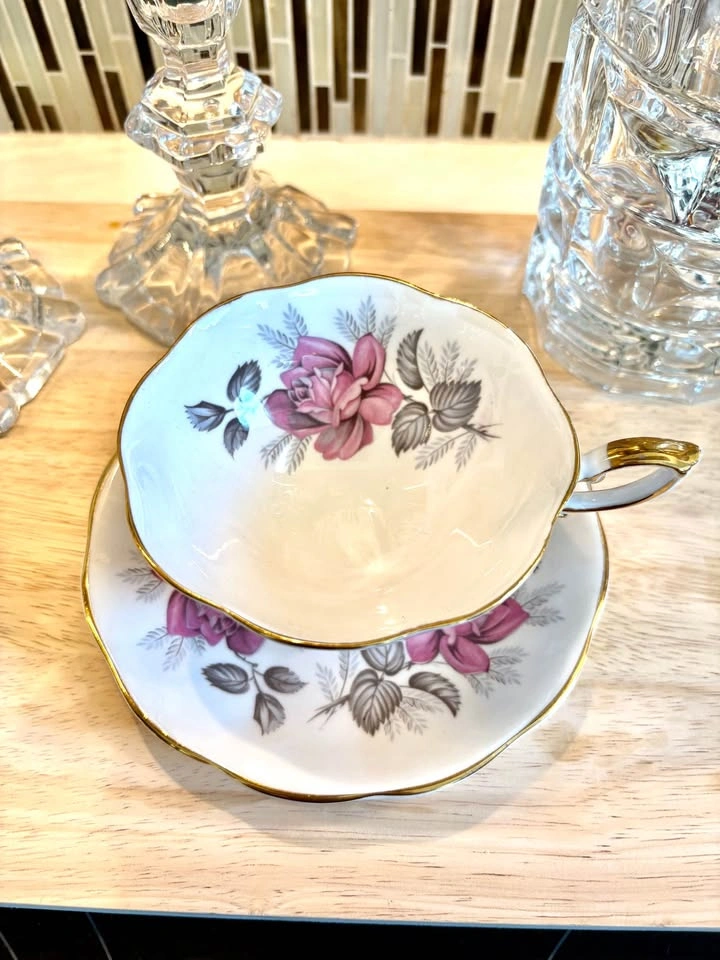 Royal Standard teacup and saucer set pink rose floral - photo 4