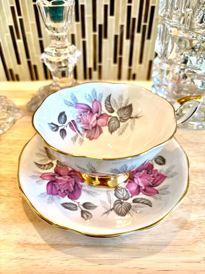 Royal Standard teacup and saucer set pink rose floral - photo 5