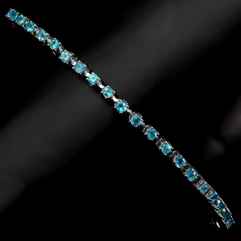 Round Apatite Bracelet 14K White Plated Gold over 925 Silver - photo 2