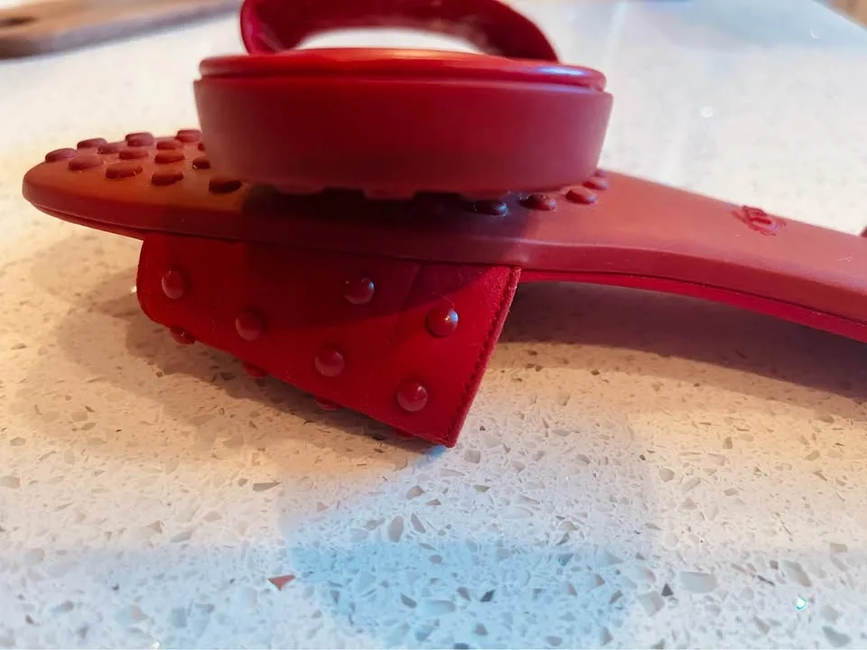 Tod’s Iconic Gommini Studded Suede Slide Red Sandals Sz 40 - photo 5