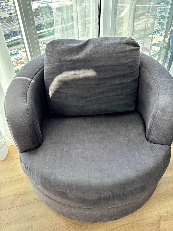 Grey Swivel Barrel Chair