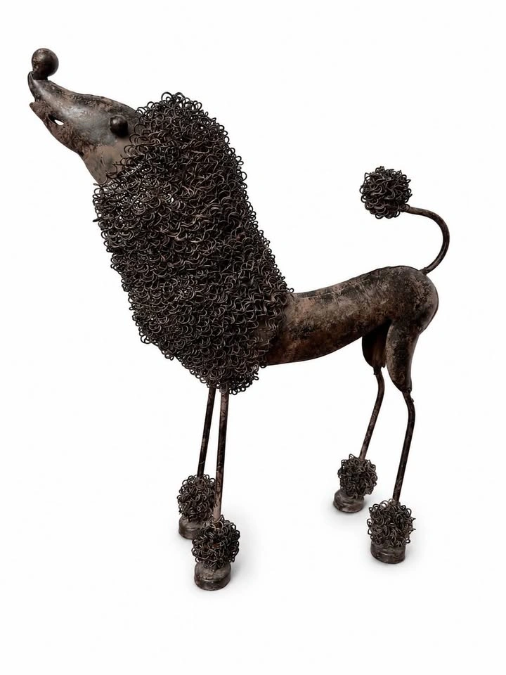 Vintage Metal Poodle Statue Sculpture | Mid Century Wire Art - photo 2