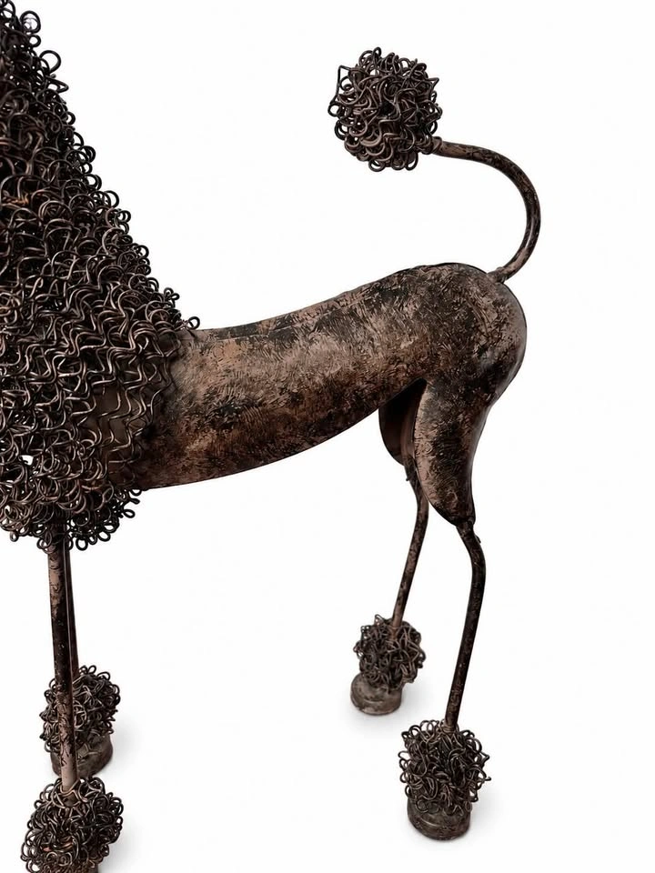 Vintage Metal Poodle Statue Sculpture | Mid Century Wire Art - photo 3