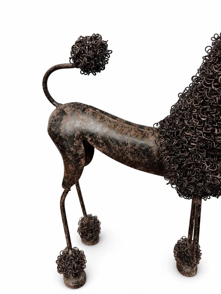 Vintage Metal Poodle Statue Sculpture | Mid Century Wire Art - photo 5
