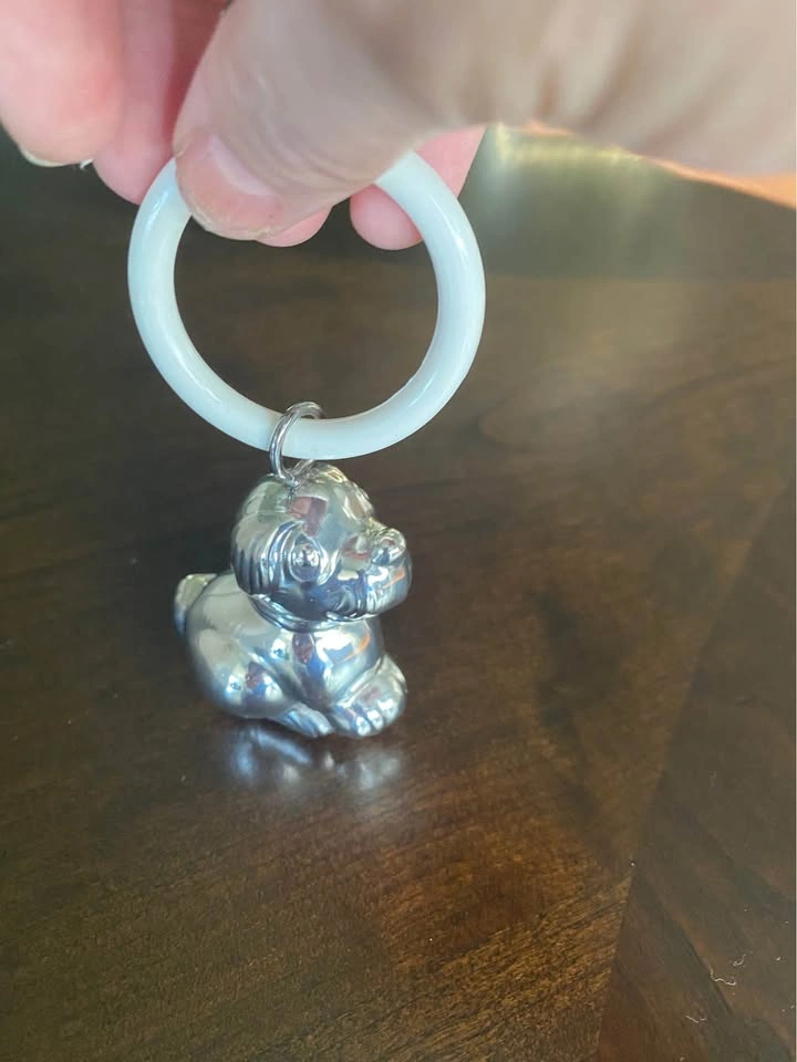 Vintage WMF Art Deco Silver Plated Rattle/Toy with Dog Charm - photo 2