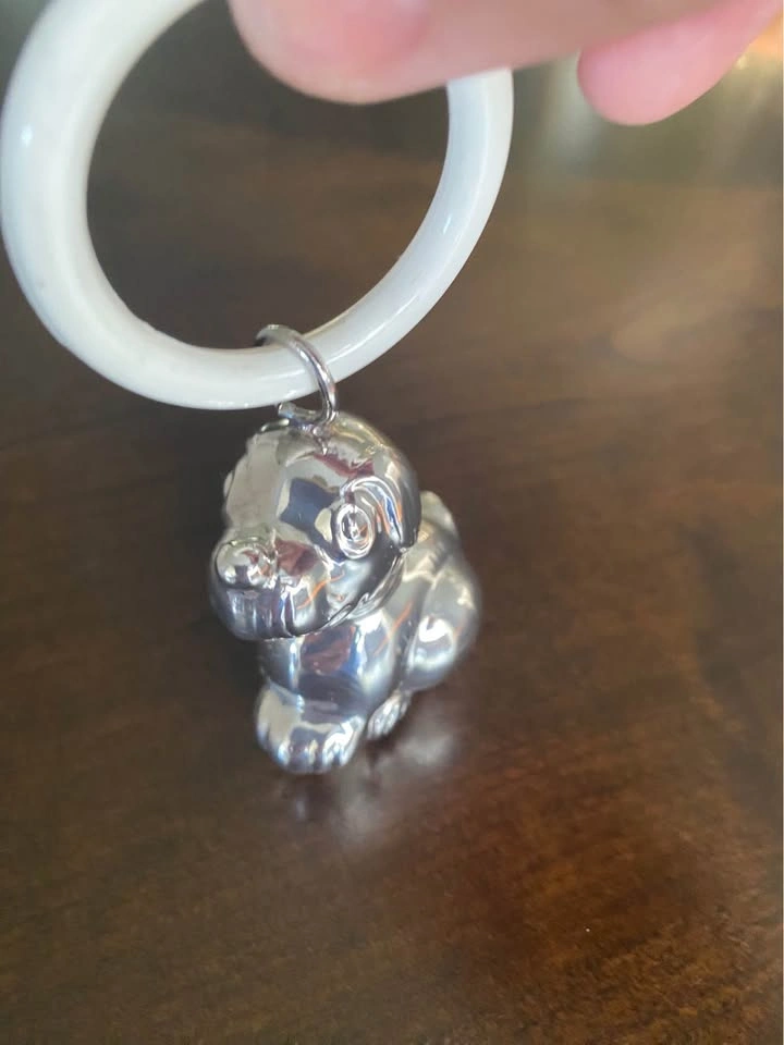 Vintage WMF Art Deco Silver Plated Rattle/Toy with Dog Charm - photo 3
