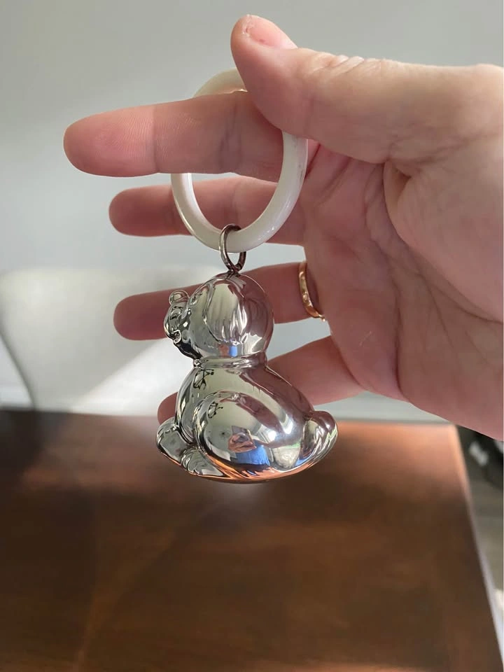 Vintage WMF Art Deco Silver Plated Rattle/Toy with Dog Charm - photo 4