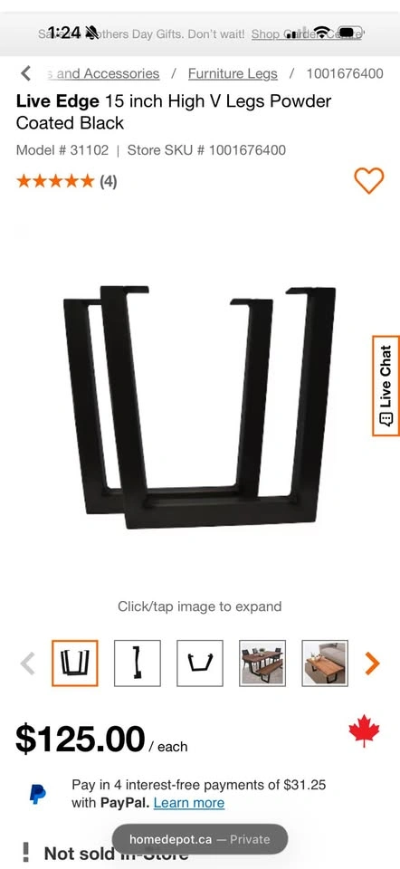 NEW– Live Edge Furniture Legs- Industrial V Style Steel Legs (15 - photo 3