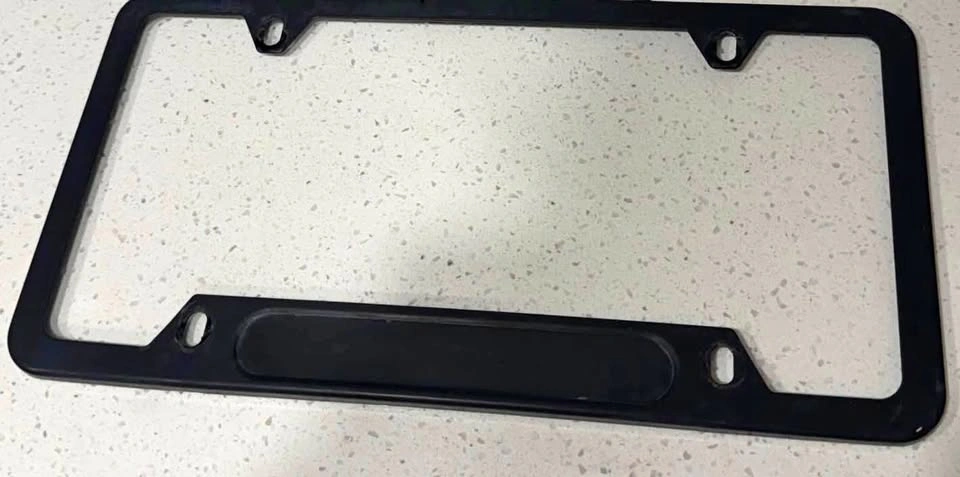 Black stainless steel license plate frame