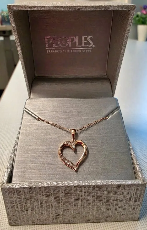 PEOPLES Diamond Accent Heart Necklace/10K Rose Gold