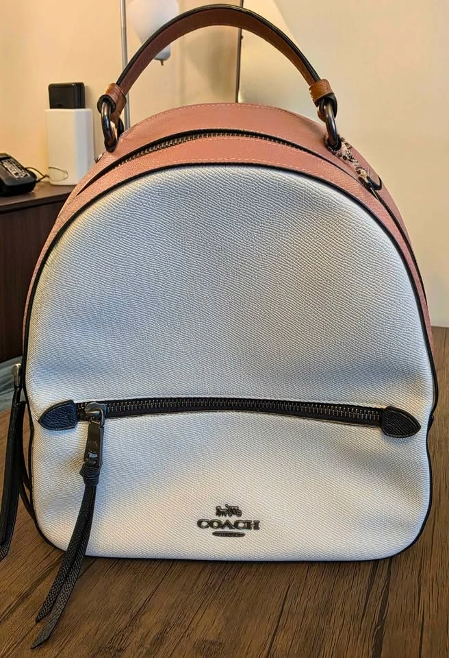 COACH Colorblock Backpack/Chalk White & Pink