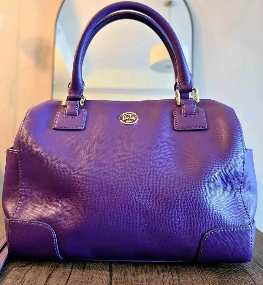 TORY BURCH Robinson Middy Satchel Purse/Electric Purple