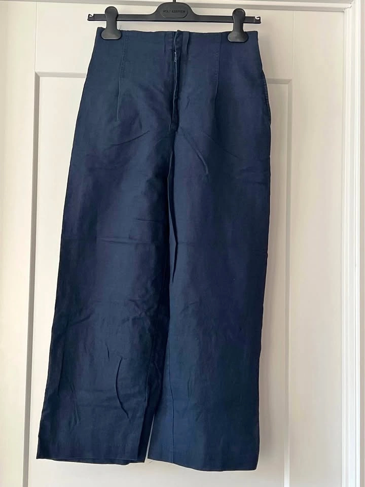 Zara Navy Wide Linen Pants
