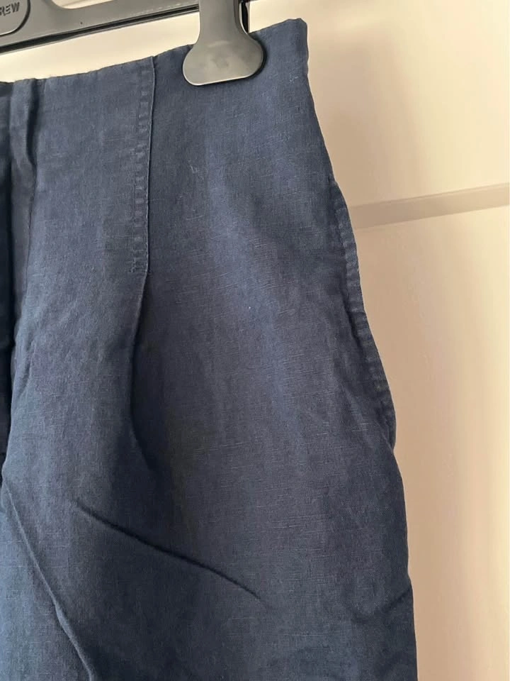 Zara Navy Wide Linen Pants - photo 2