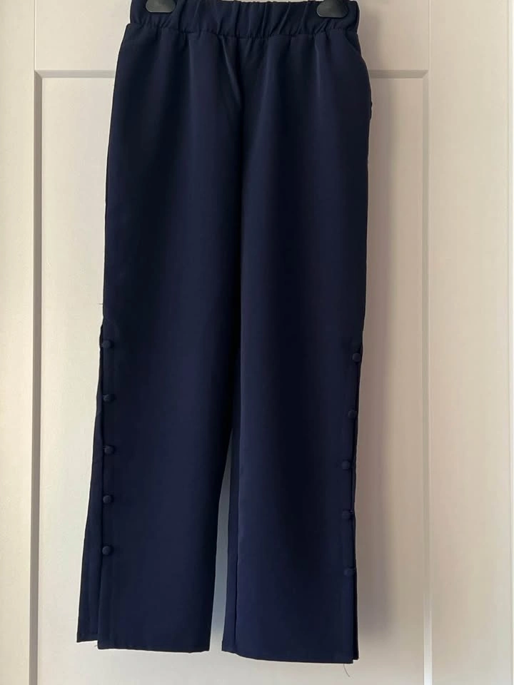 Zara Navy Wide Linen Pants - photo 4