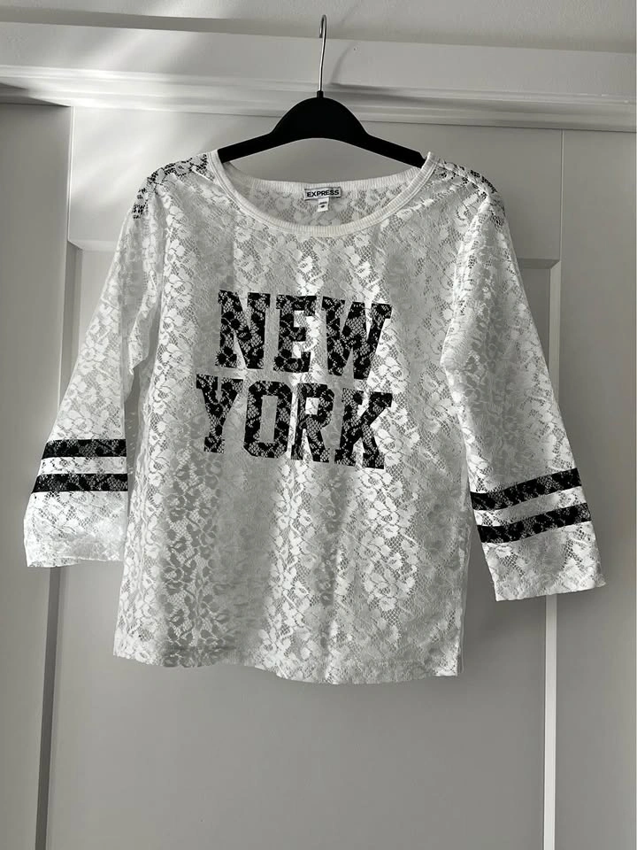 Express White "New York" Lace Top