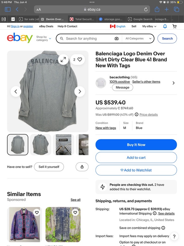 Balenciaga Logo Denim Button Down Shirt - photo 5