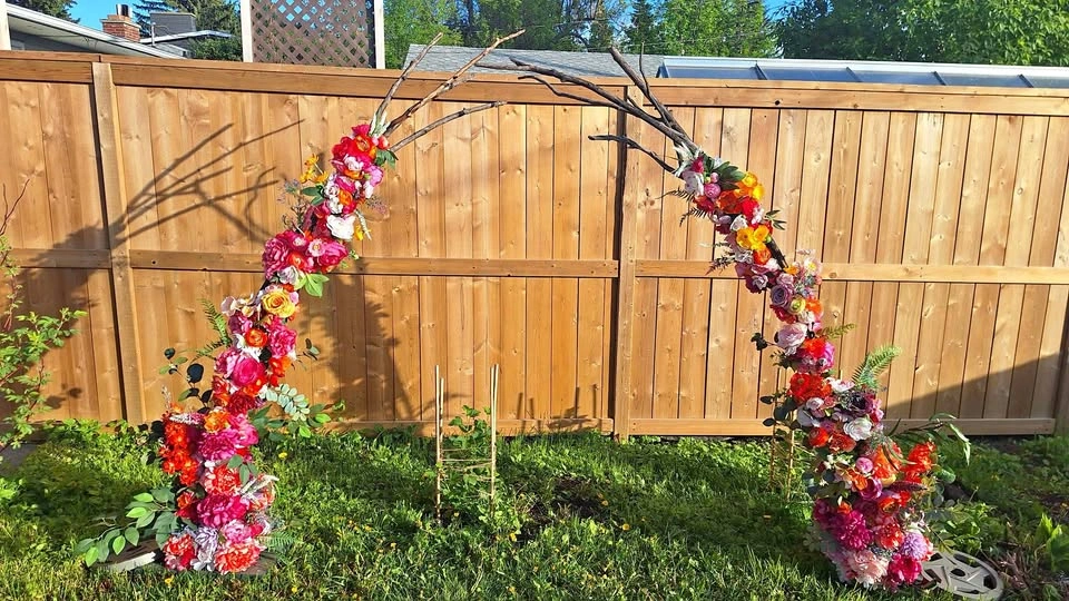 Natural Wood and Floral Arch