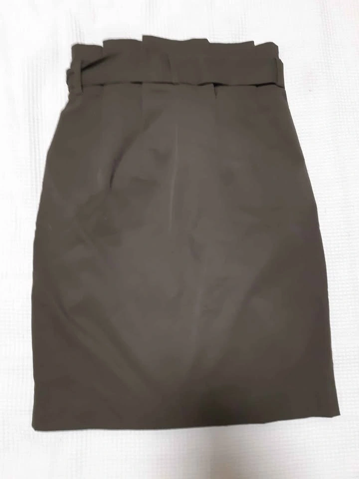 H&M Olive Green Paperbag Waist Tie Belt Skirt US 0 - photo 2
