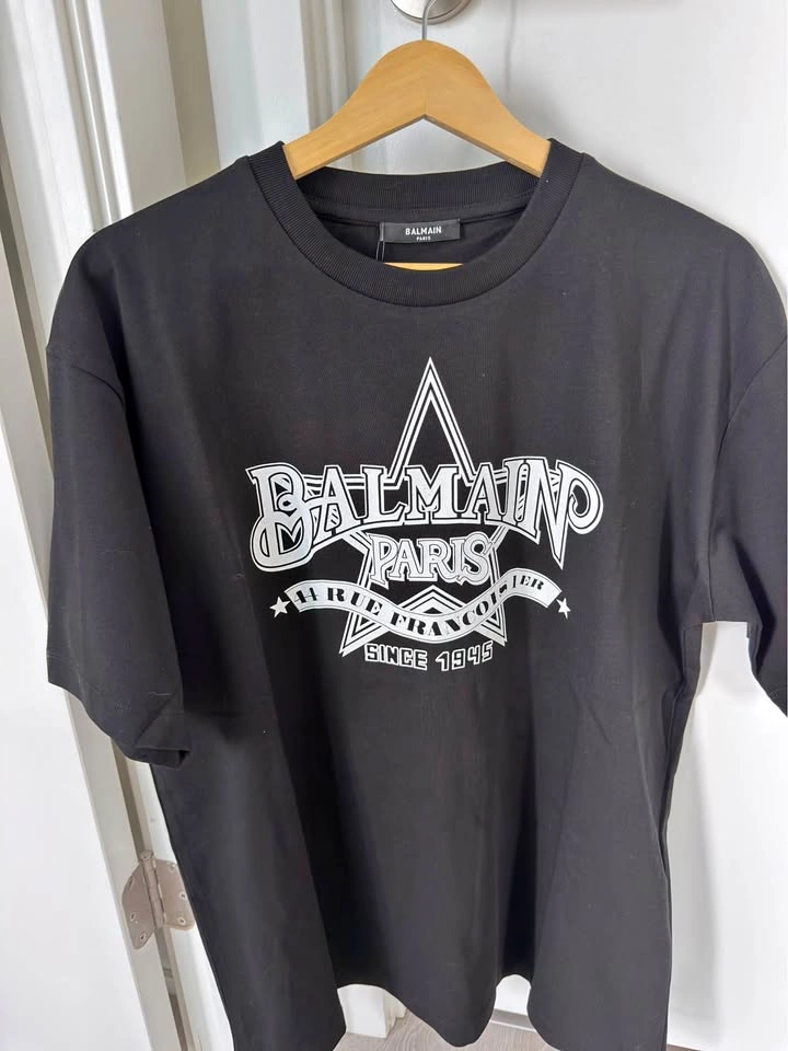 Balmain Men's Star Logo T-Shirt in Black/White