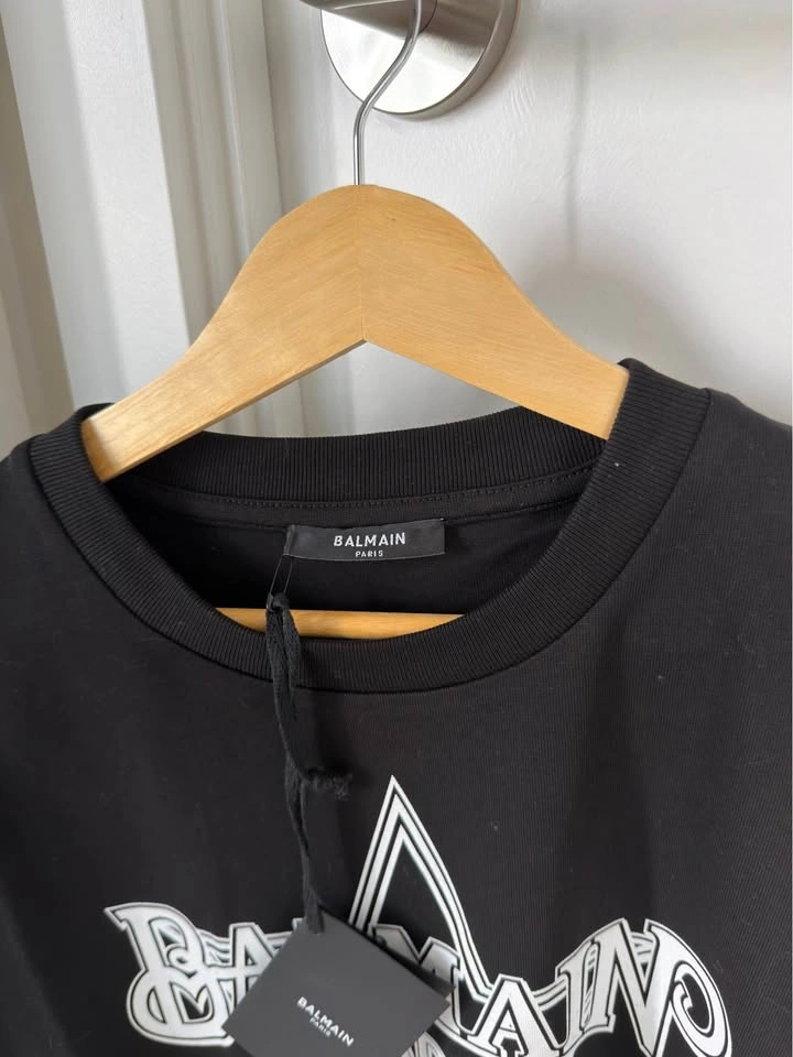 Balmain Men's Star Logo T-Shirt in Black/White - photo 4