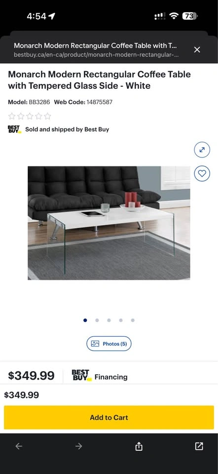 Modern Rectangular "Floating" Coffee Table - Quick Sale - White - photo 2