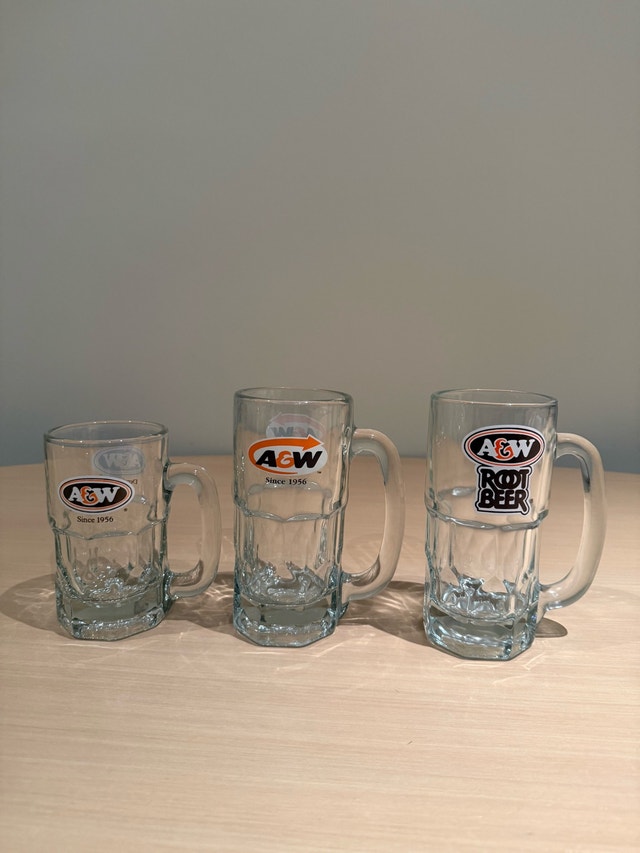 A&W Root Beer Glass Mugs Set 3x