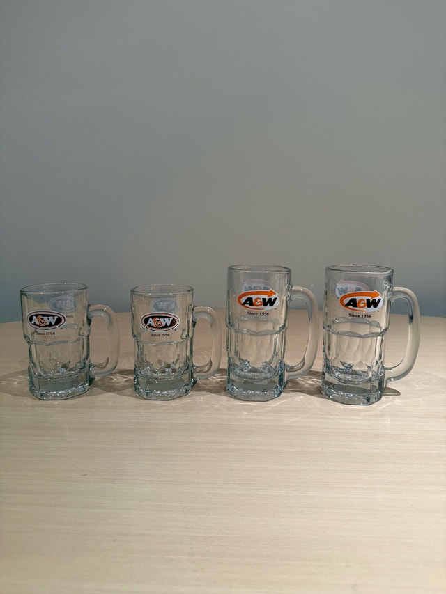 A&W Root Beer Glass Mugs Set of 4
