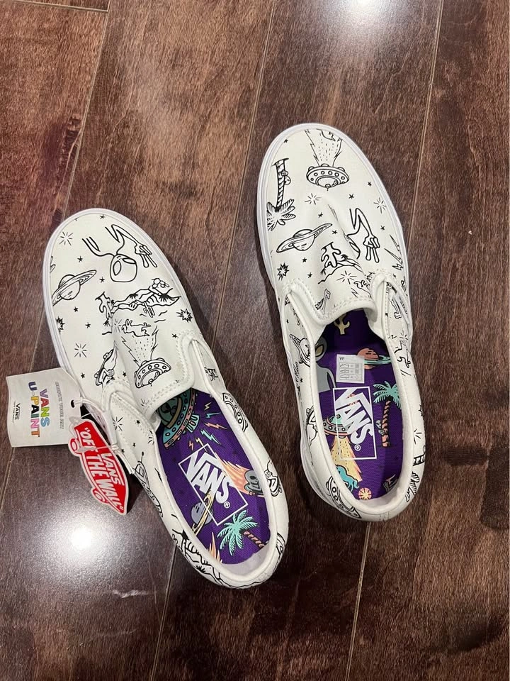 Vans U-Paint Alien Slip-on Shoes M7/W8.5 - photo 2