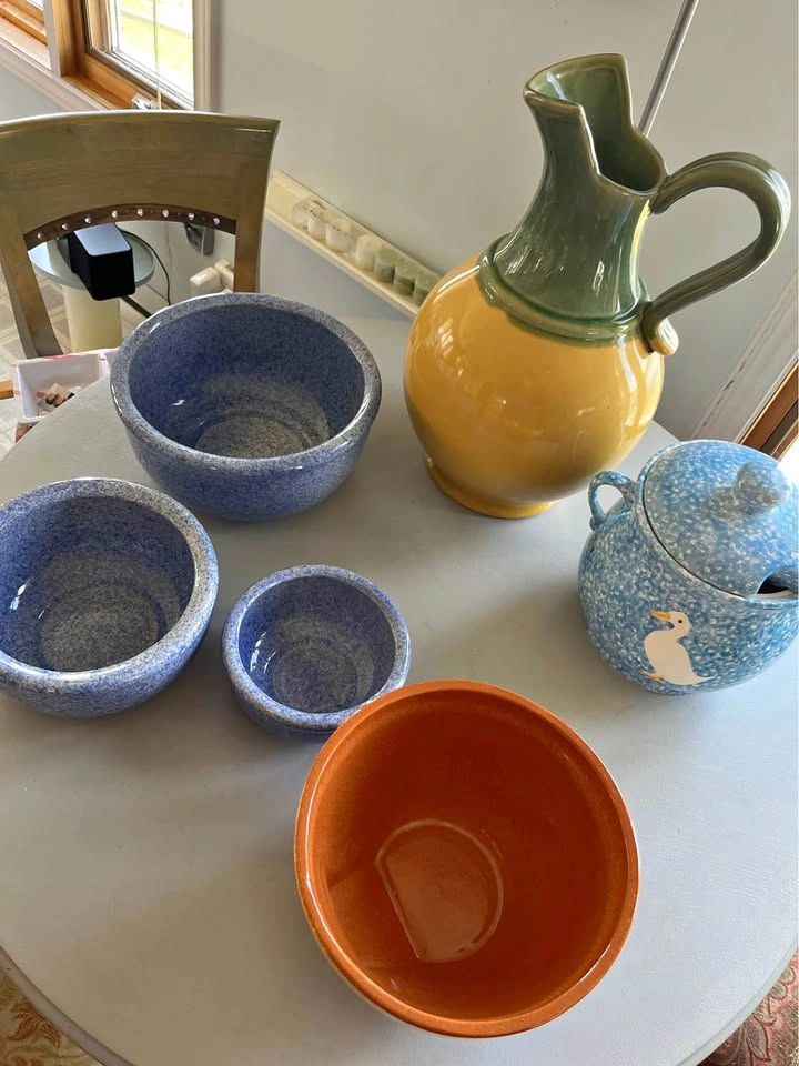 REDUCED. Collection of pottery pieces.. one piece gone