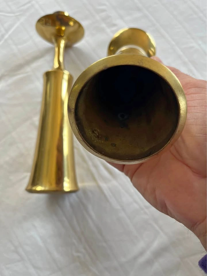 Assorted brass candlesticks
