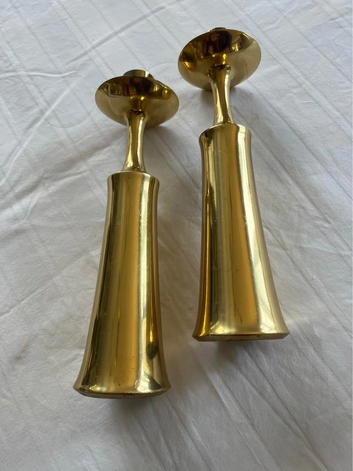 Assorted brass candlesticks - photo 2