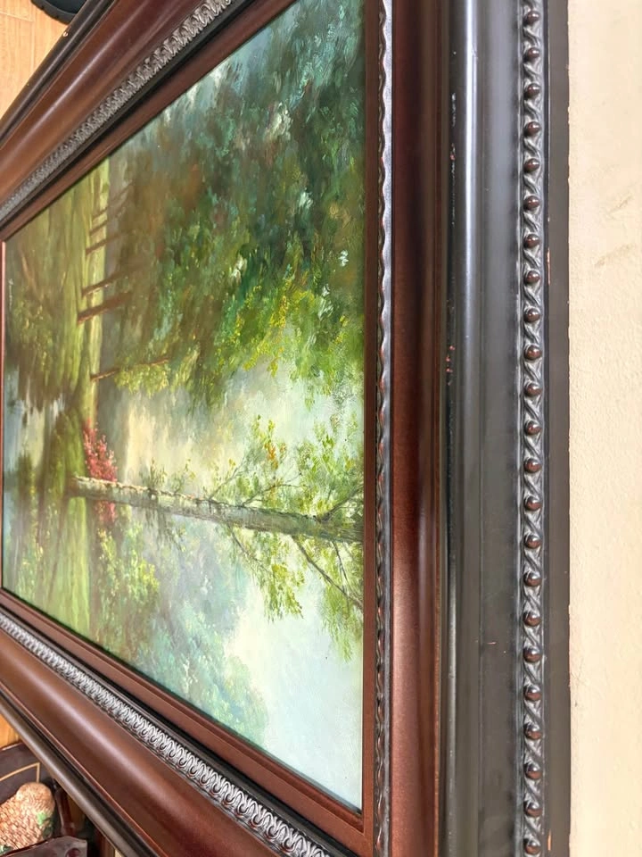 Large Original Signed Oil Painting – “Justine” – Framed Forest & - photo 2