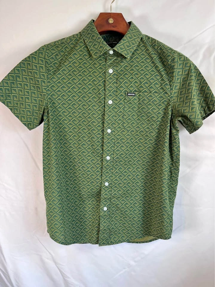 Brixton Green Geometric Charter Short Sleeve Shirt - Small