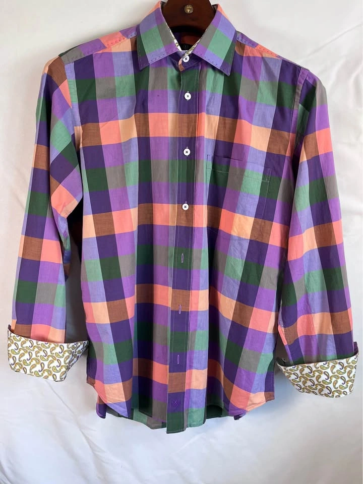 Classic Bugatchi Uomo Multi-Color Plaid Shirt: Men’s M - photo 2