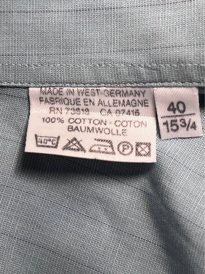 80s Vintage BOSS Hugo Boss 100% Blue Pinstripe Dress Shirt - photo 3