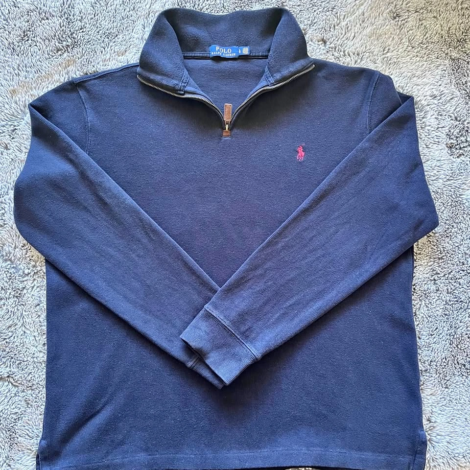 Polo Ralph Lauren Navy Blue Quarter-Zip Sweater: Men’s Large