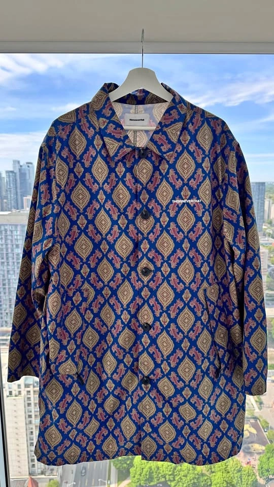 thisisneverthat Patterned Jacket / Mac Coat (Blue) - Size L