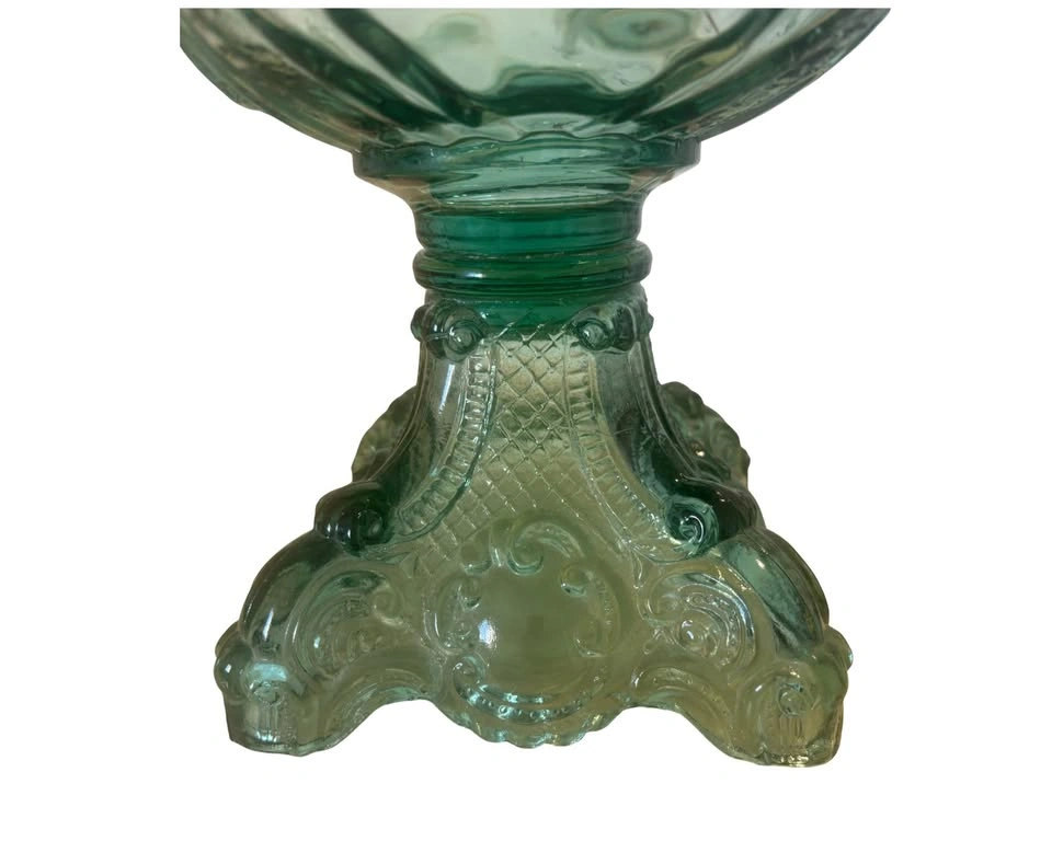 Rare Sea Green Vintage Princess Feather Glass Electric Lamp - photo 3