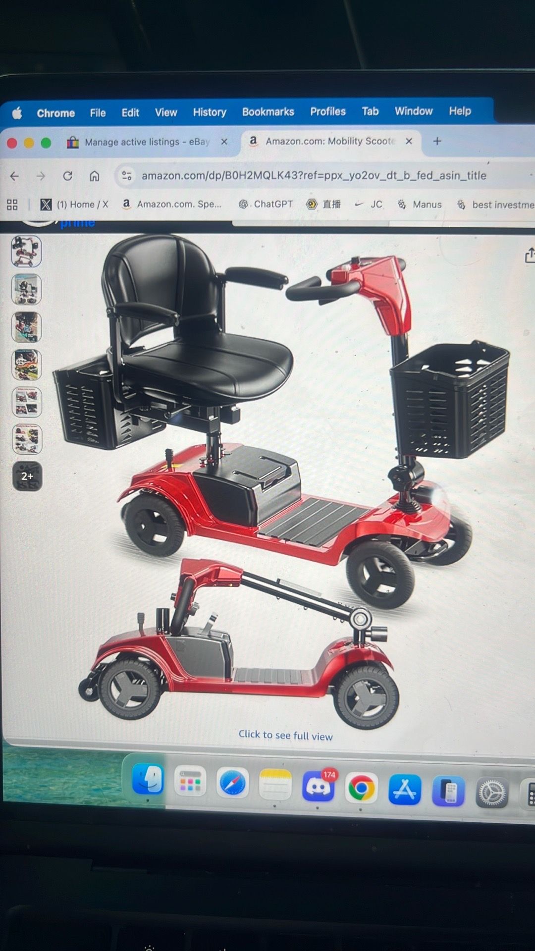 Foldable mobility scooter with removable battery