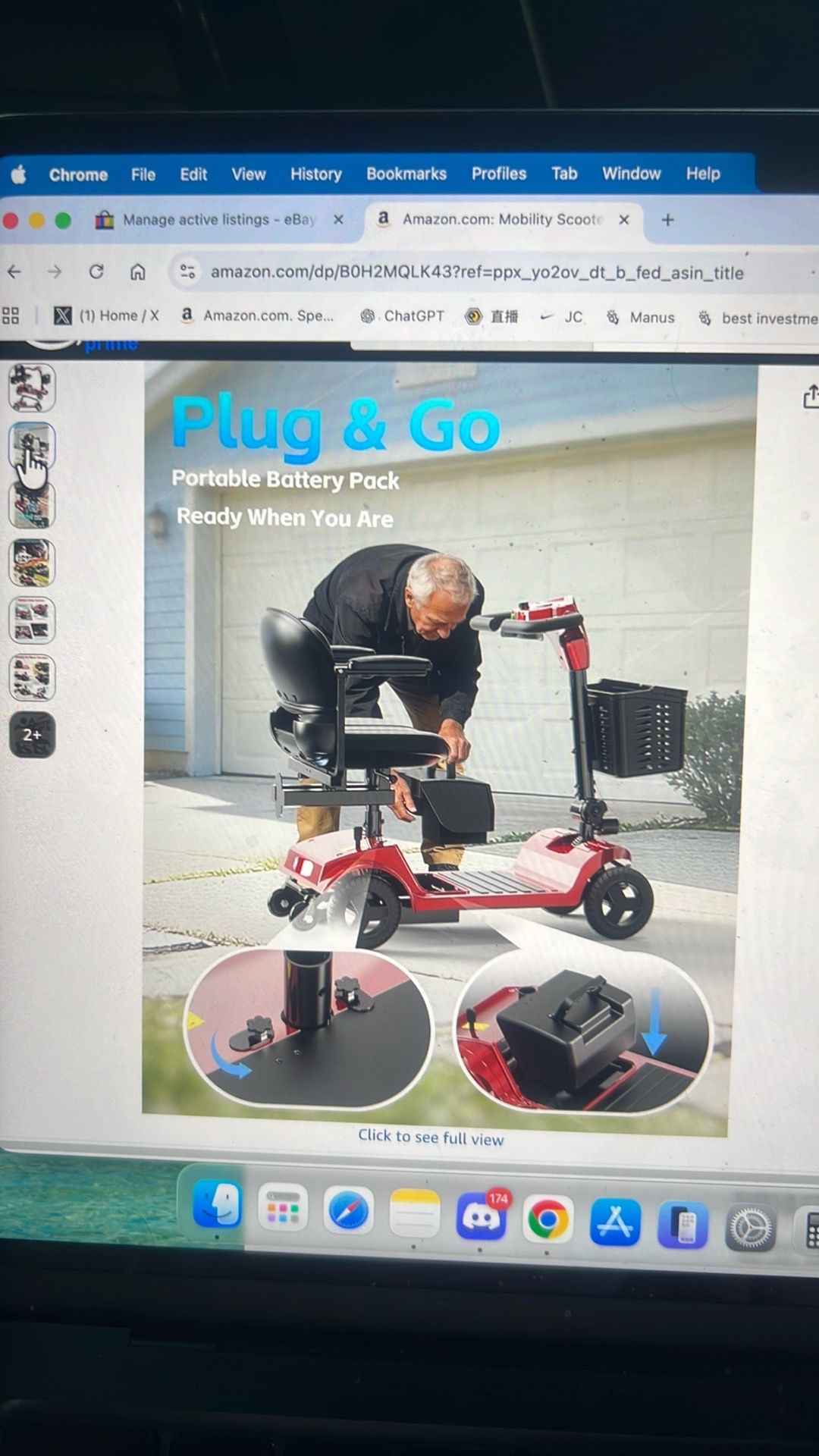 Foldable mobility scooter with removable battery - photo 2