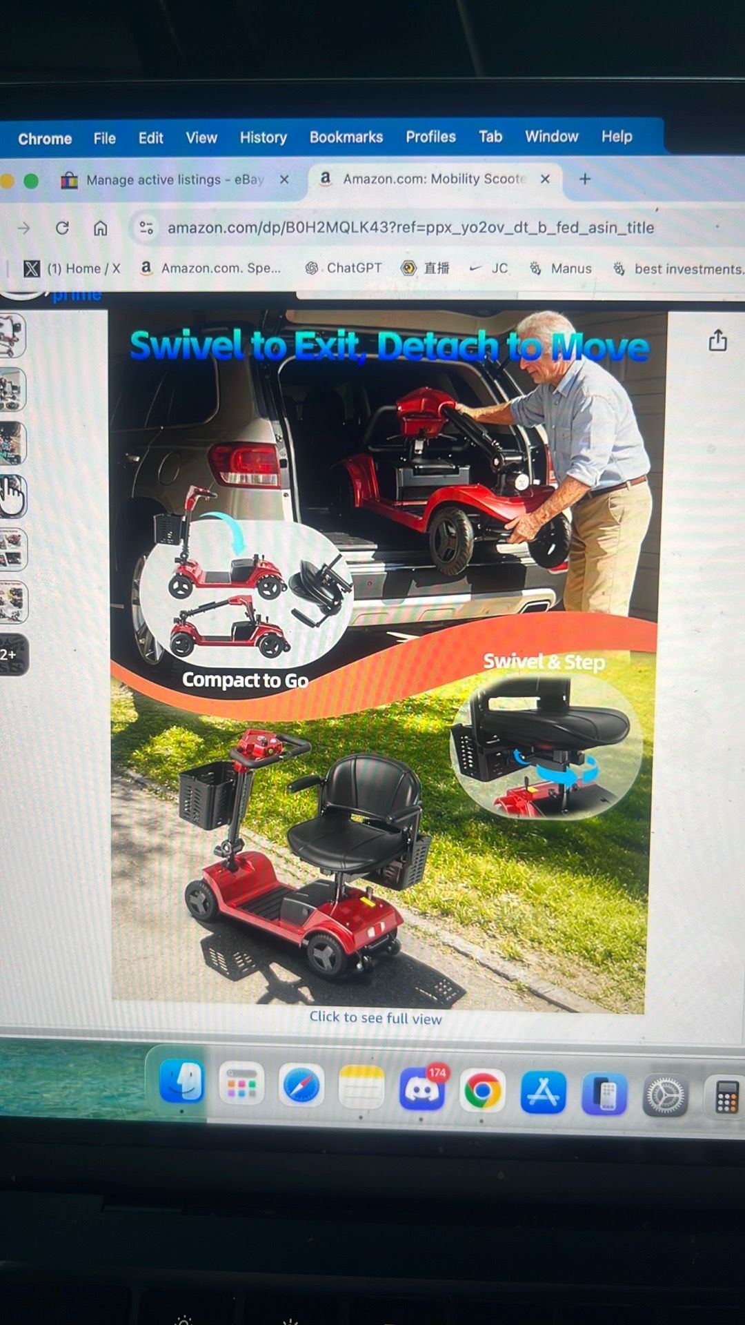 Foldable mobility scooter with removable battery - photo 4