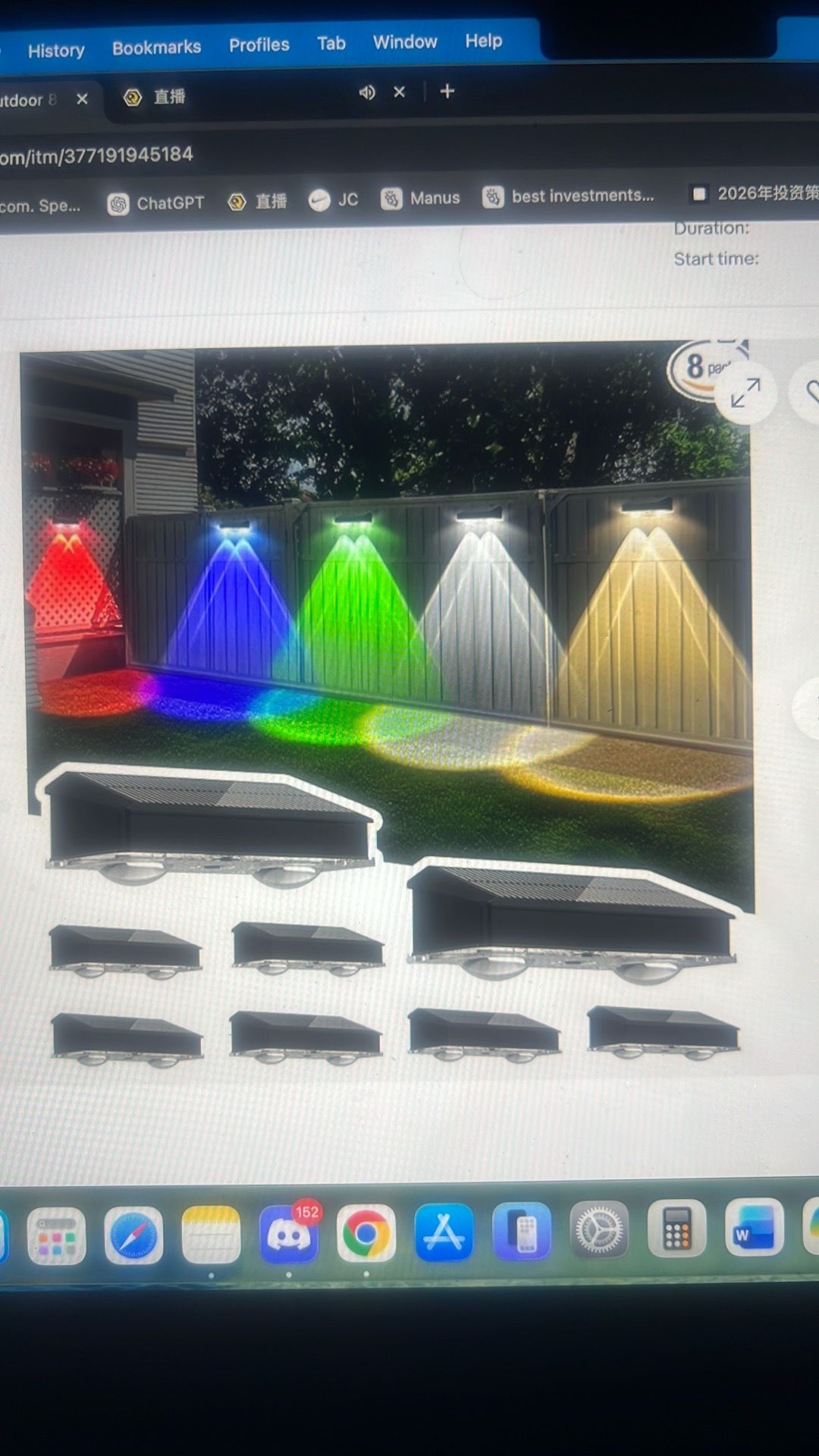Solar fence lights outdoor 8pack